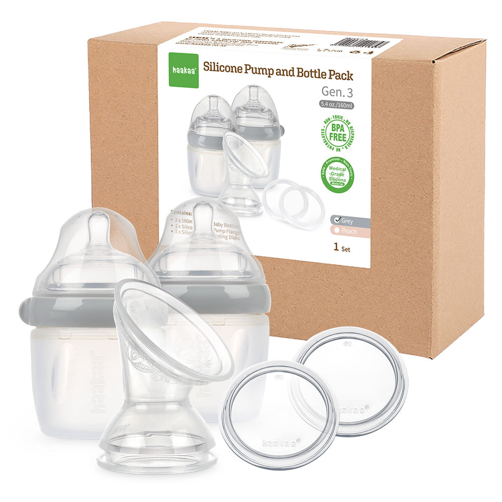 Haakaa Gen Silicone Breast Pump and Bottle Pack 160 ml/6 oz
