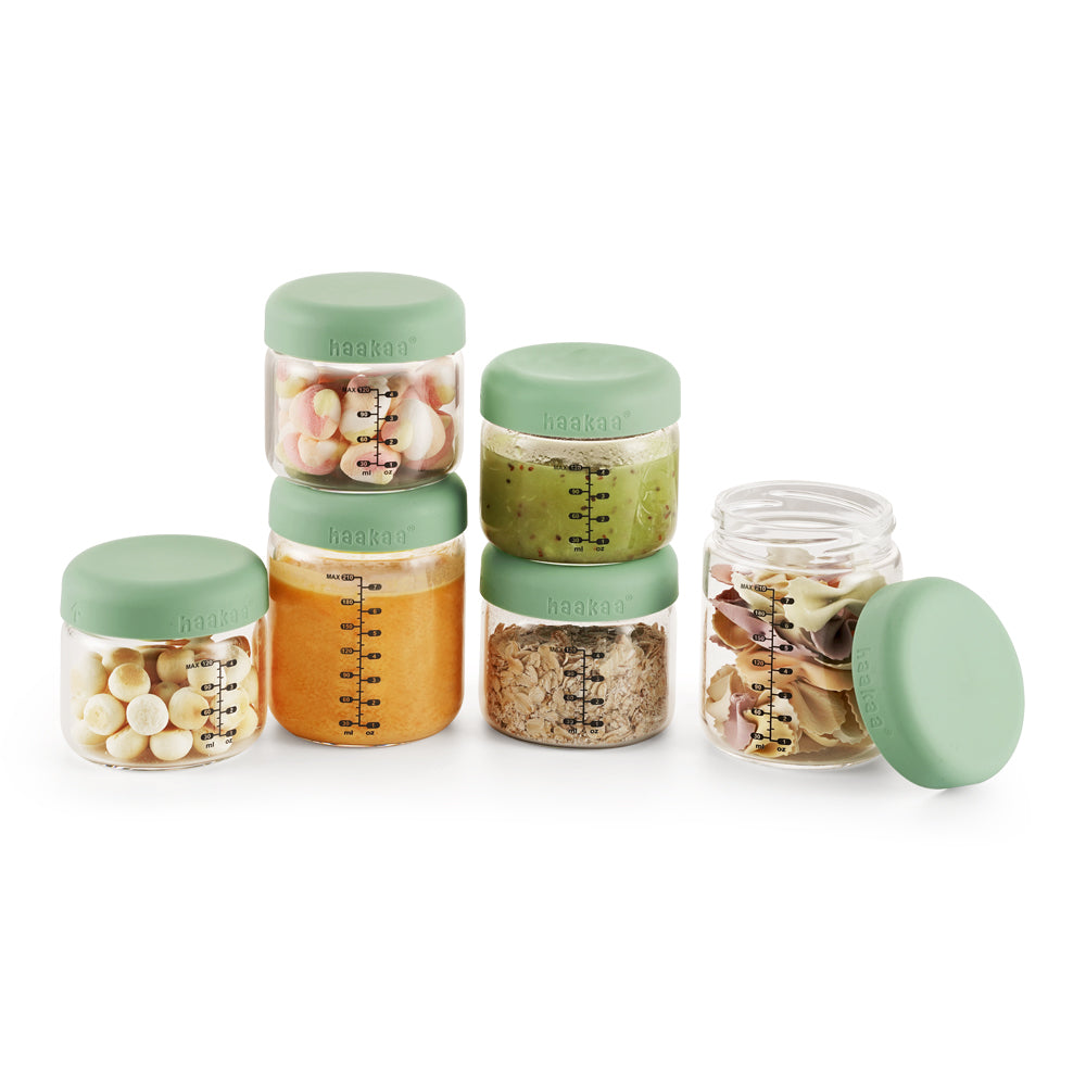Haakaa Sealed Glass Storage Jar Set - 4 x 4oz + 2 x 7 oz Glass
