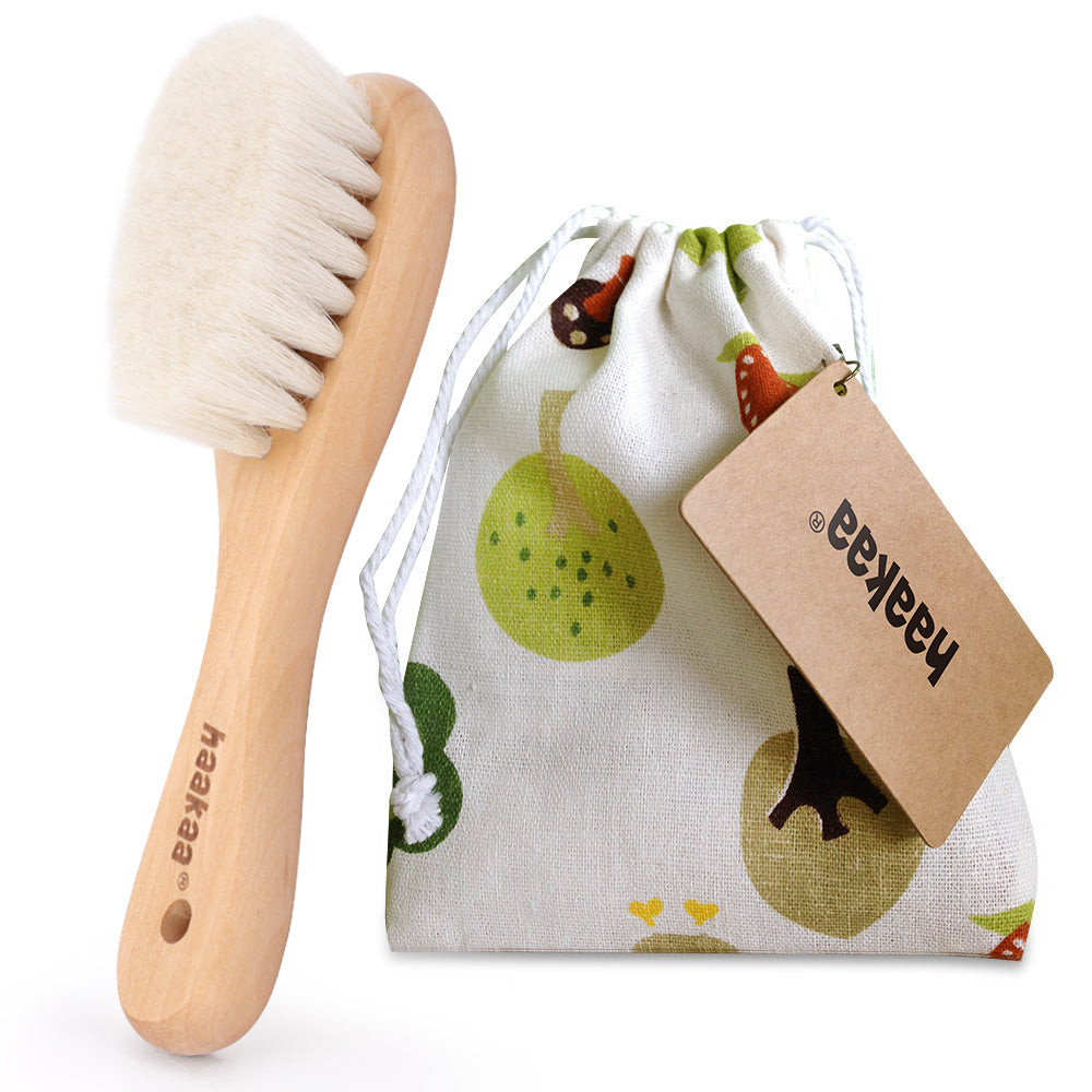 Haakaa Goats Wool Wooden Baby Hairbrush 1 pk | Haakaa USA