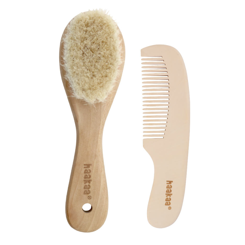 Occobaby 3-piece wooden baby hair brush and comb set best sale