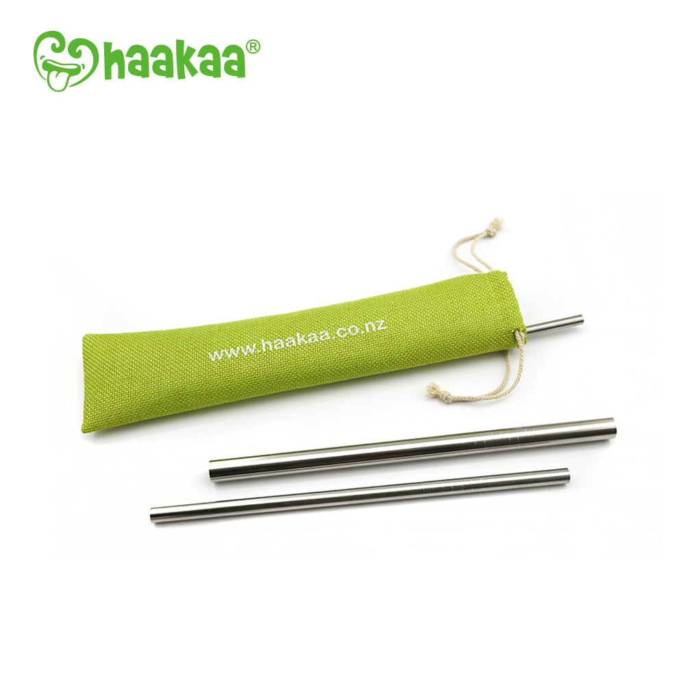 Haakaa Straight Silicone Straws with Cleaning Brushs, 6 pk