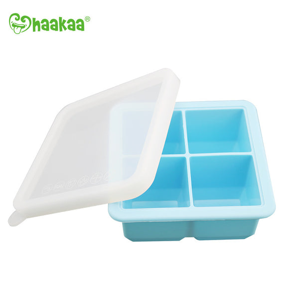  haakaa Silicone Freezer Tray,Ice Cube Trays with Lid,Perfect  for Baby Food and Breast Milk Freezer, Vegetable & Fruit Purees,6 x 2 oz,  Pea Green : Baby